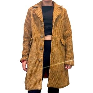 Merona Vintage Oversized Yellow Woven Trenchcoat Jacket Women's Size Large